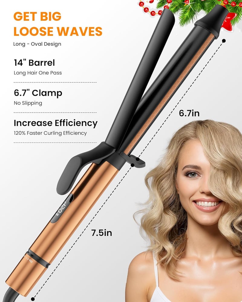MESCOMB 1.25 inch Long Barrel Curling Iron, Extra-Long Curling Wand with 8 Heat Settings, Ceramic Curling Iron for Smooth and Lasting Styling,Suitable for All Hair Types, Dual Voltage Damage-Free Styling - Image 3